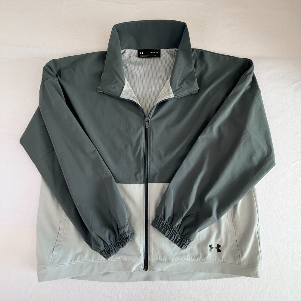 Under Armour Gray Colorblock Woven Full Zip Windbreaker Jacket XL